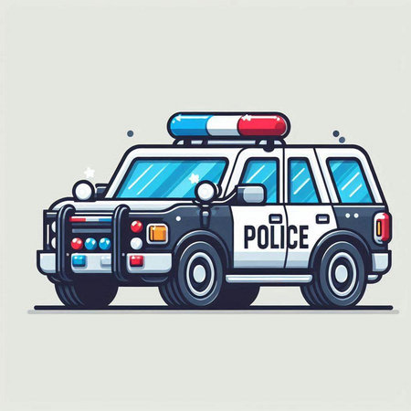 Police car. Vector illustration of a police car. Flat design.のイラスト素材
