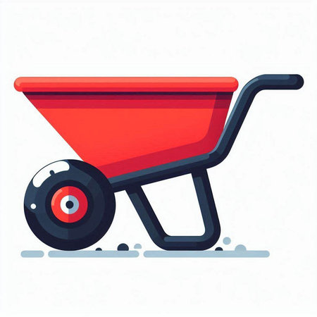 Wheelbarrow flat vector illustration. Isolated on white background.のイラスト素材
