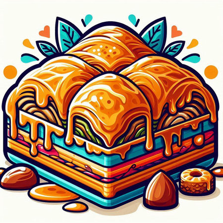 Baklava vector illustration. Baklava is a traditional Turkish dessert.のイラスト素材