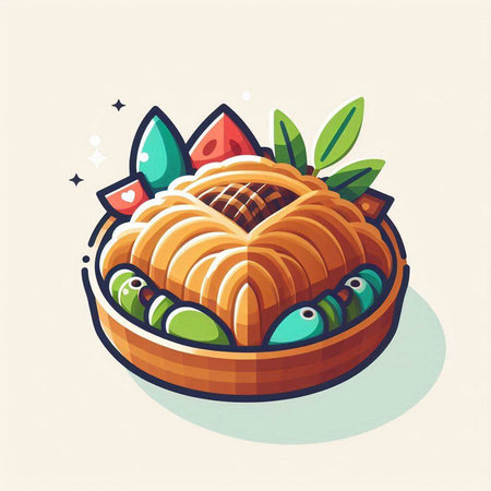 Baklava icon in cartoon style. Vector illustration of baklava.のイラスト素材