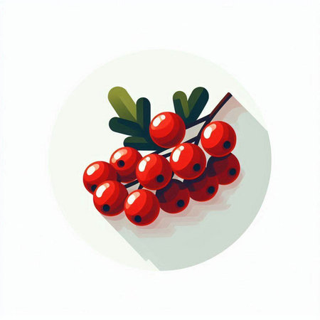 Red berries of rowan on a white background. Vector illustration.のイラスト素材