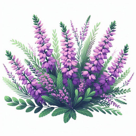 Bouquet of purple lupine flowers. Vector illustration.のイラスト素材