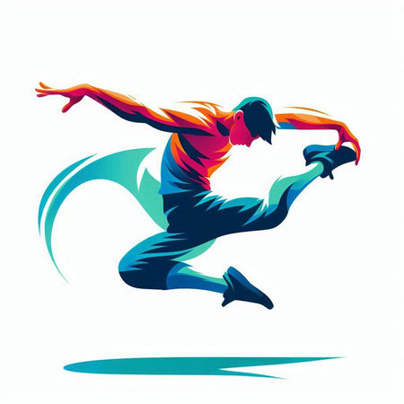 illustration of a breakdancer jumping into the air, vectorのイラスト素材