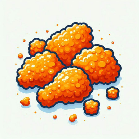Fried orange caviar. Vector illustration of fried caviar.のイラスト素材