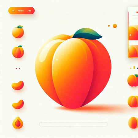 Peach icon, vector illustration. Eps 10, contains transparencies.のイラスト素材