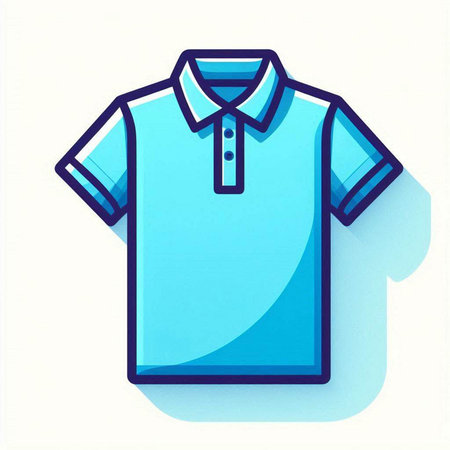 Illustration of a blue polo shirt on a white background.のイラスト素材