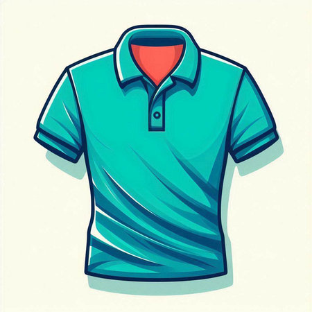 Illustration of a blue polo shirt on a white background.のイラスト素材