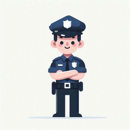 Policeman cartoon character. Policeman vector illustration in flat styleのイラスト素材