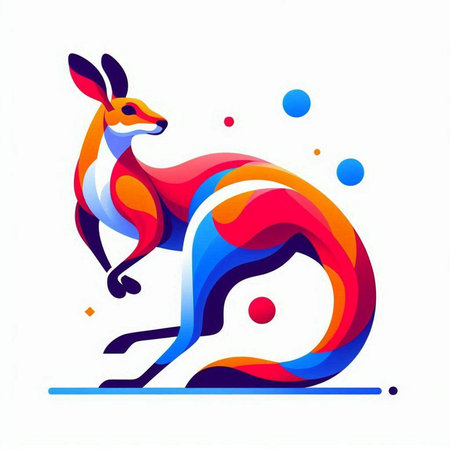 Kangaroo logo. Colorful kangaroo logo. Vector illustration.のイラスト素材