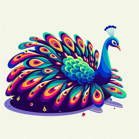Peacock. Vector illustration. Isolated on white background.のイラスト素材