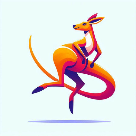Kangaroo vector illustration. Cartoon style kangaroo icon.のイラスト素材