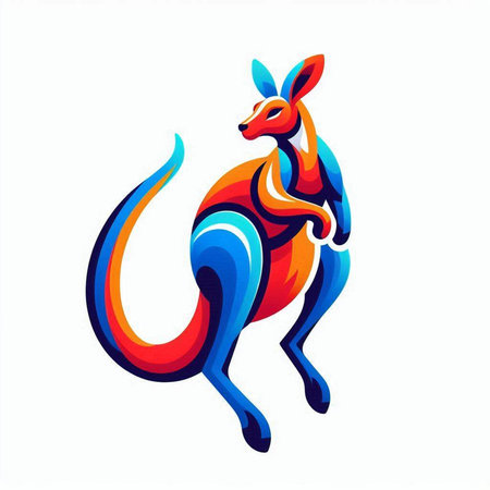 Kangaroo vector illustration. Colorful kangaroo logo.のイラスト素材