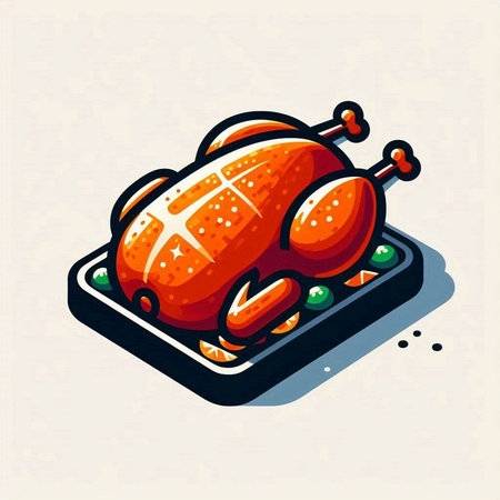 Roast chicken. Vector illustration of a piece of roasted chicken.のイラスト素材