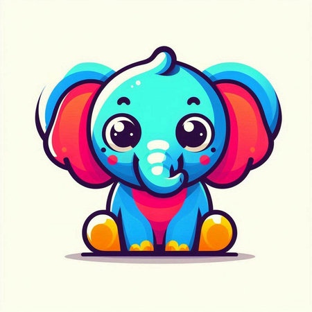 Cute cartoon elephant. Vector illustration. Cute baby elephant.のイラスト素材