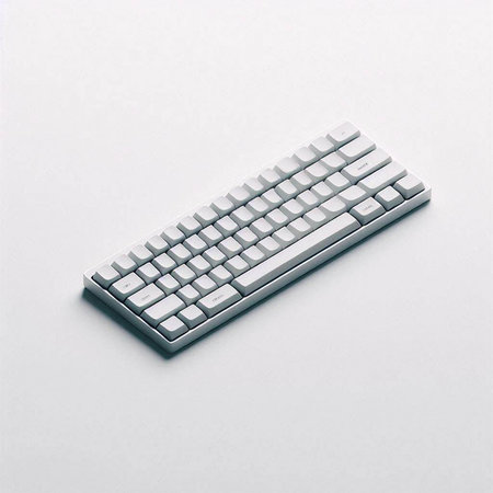 Computer keyboard isolated on white background. Top view. 3d illustrationのイラスト素材