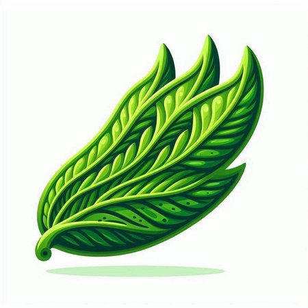 Green leaf isolated on a white background. Vector illustration. Eps 10.のイラスト素材
