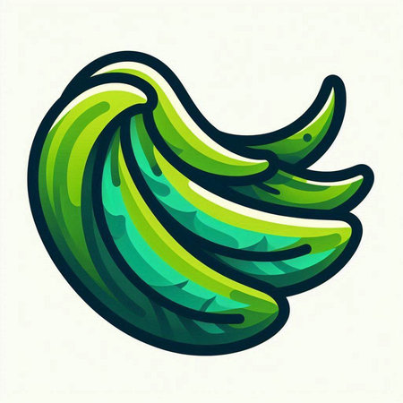 Banana logo design template, vector illustration. Green banana icon.のイラスト素材