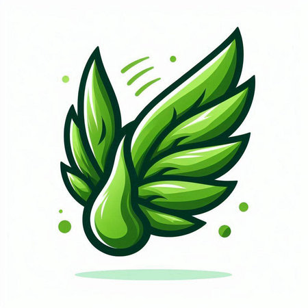 Green leaf logo. Vector illustration. Isolated on white background.のイラスト素材