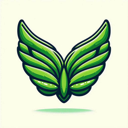 Elegant green wing logo design. Vector illustration isolated on white background.のイラスト素材
