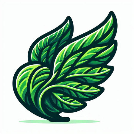 Illustration of a green leaf as a symbol of peace on a white backgroundのイラスト素材