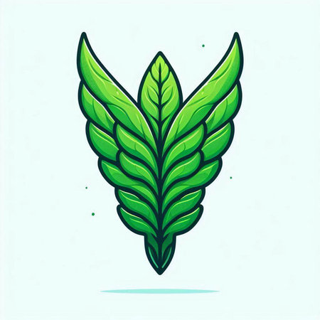 Green leaf icon. Vector illustration isolated on white background. Hand drawn style.のイラスト素材