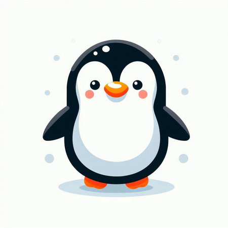 Cute cartoon penguin on a white background. Vector illustration.のイラスト素材