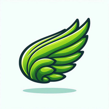 Vector illustration of a green wing isolated on a white background. Design element.のイラスト素材