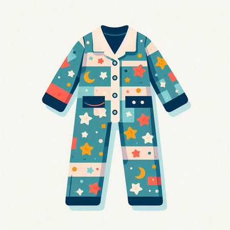Children's pajama with a pattern of stars. Vector illustration.のイラスト素材