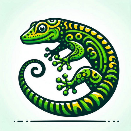 Ornamental lizard isolated on a white background. Vector illustration.のイラスト素材