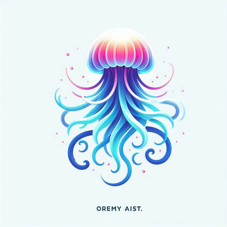Colorful jellyfish. Vector illustration. Isolated on white background.のイラスト素材