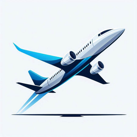 Airplane flying in the blue sky. Vector illustration for your designのイラスト素材