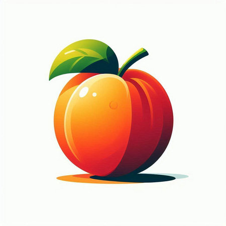 Illustration of a peach on a white background. Vector illustration.のイラスト素材