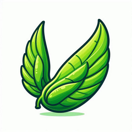 Mint leaves on white background. Vector illustration in cartoon style.のイラスト素材