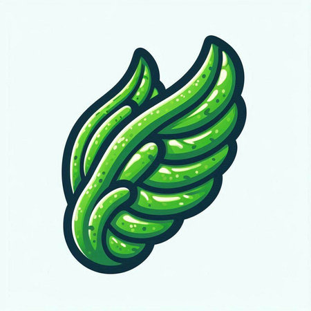 Sketch of a green winged plant. Vector illustration.のイラスト素材