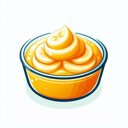 Mustard sauce in a bowl isolated on white background. Vector illustration.のイラスト素材
