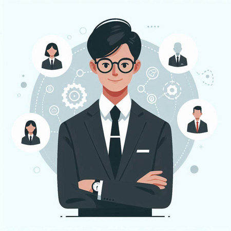 Businessman in a suit and glasses. Vector illustration in flat styleのイラスト素材
