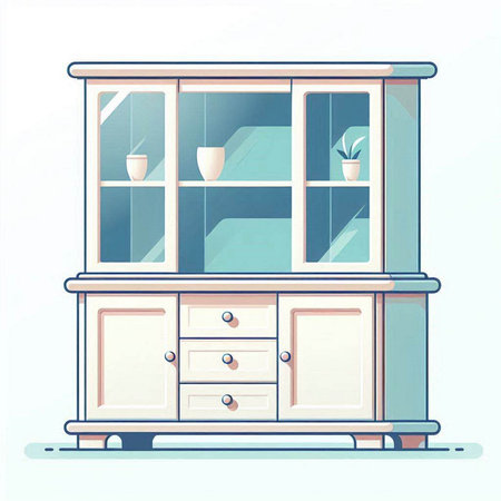 Cabinet with drawers. Vector illustration in flat style.のイラスト素材