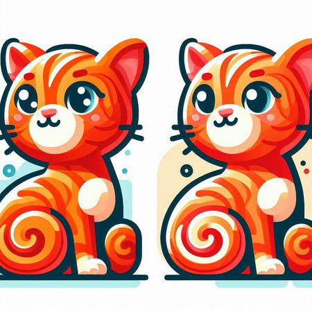 Cute cartoon red cat on a white background. Vector illustration.のイラスト素材