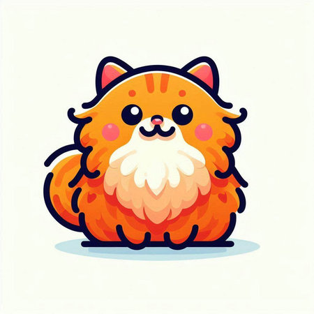 Cute orange cat cartoon vector illustration. Cute kawaii character.のイラスト素材
