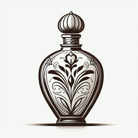 Perfume bottle with floral ornament. Vector illustration for your designのイラスト素材