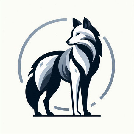 silhouette of a wolf on a white background, vector illustrationのイラスト素材
