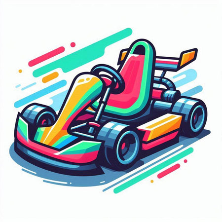 Colorful karting car vector illustration isolated on white background.のイラスト素材