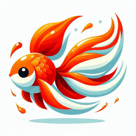 Illustration of a red goldfish on a white background - vectorのイラスト素材