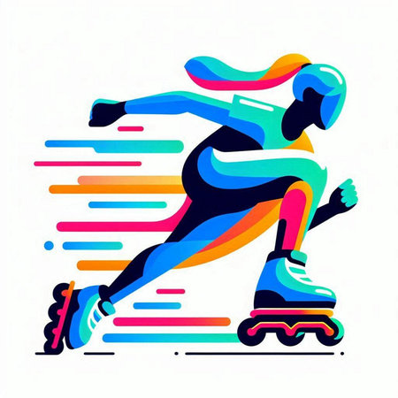 Roller skater illustration. Colorful vector illustration for your designのイラスト素材