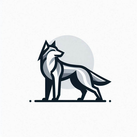Vector logo of a wolf in a flat style. Vector illustration.のイラスト素材