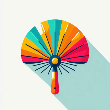 Colorful hand fan on a white background. Vector illustration in flat styleのイラスト素材
