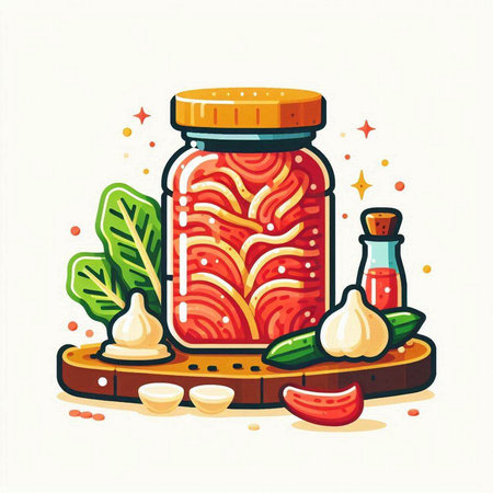 Canned salmon in a glass jar. Vector illustration on white background.のイラスト素材
