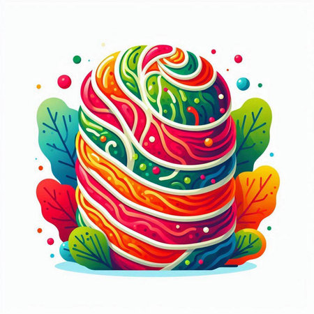 Vector illustration of a stylized Easter egg with colorful eggs. Vector illustrationのイラスト素材