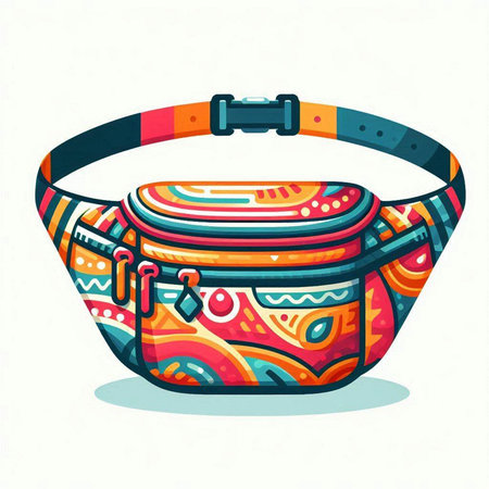 Handbag with a pattern. Vector illustration in a flat style.のイラスト素材