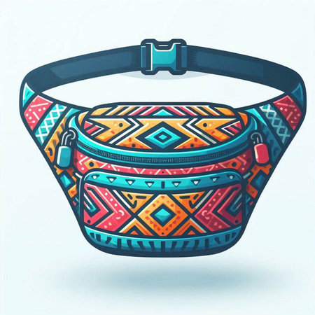 Stylish handbag in ethnic style. Hand drawn vector illustration.のイラスト素材